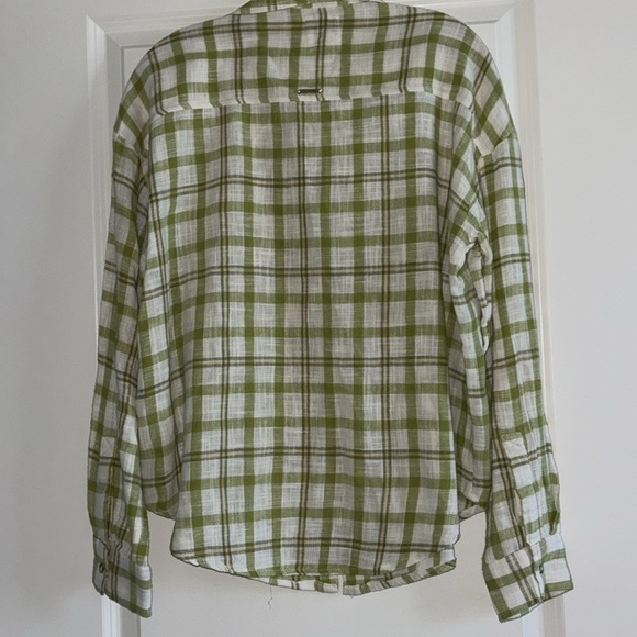 Billabong Women’s Plaid Button Down Shirt Size S Green White Long Sleeve Casual - Picture 7 of 9